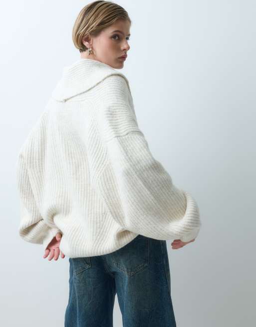 ASOS DESIGN strikket sjalscardigan i creme, 4 af 5