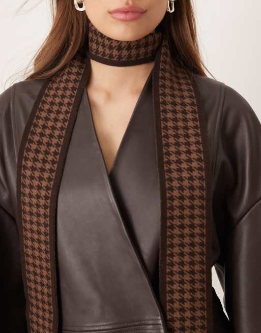 ASOS DESIGN - Strikket smalt halstørklæde med pepitatern, 3 af 3