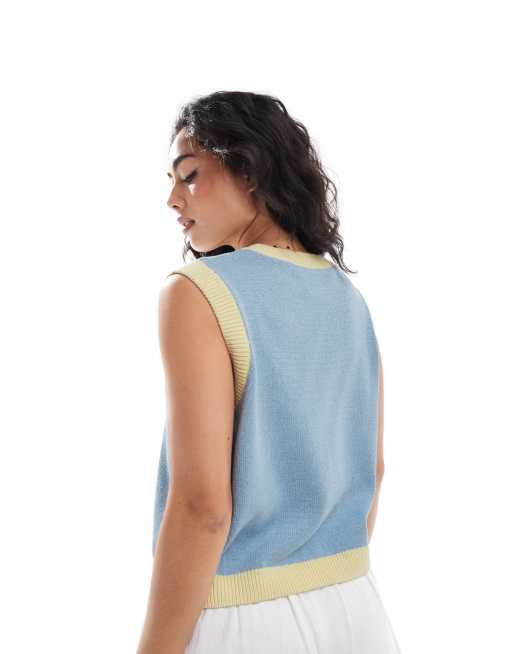 ASOS DESIGN - Strikket tanktop med kontrasterende kanter i ribstrik, 4 af 4