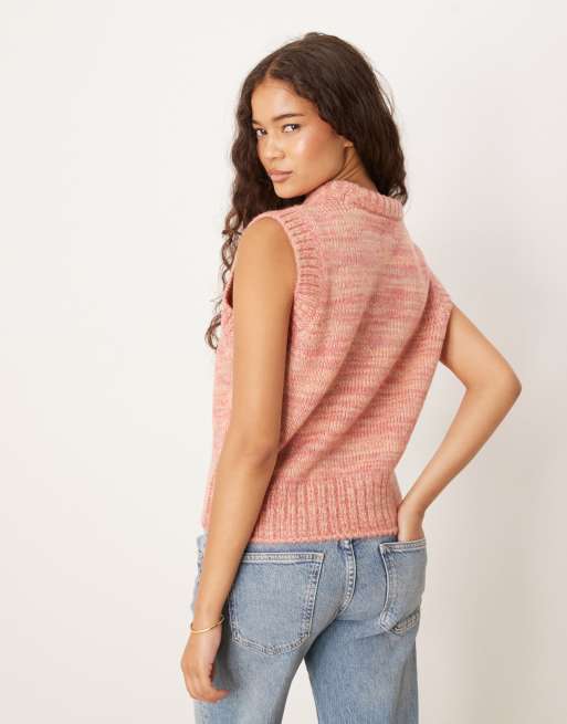 ASOS DESIGN - Strikket tanktop med kraftig hals og lyserødt/multifarvet design, 4 af 4