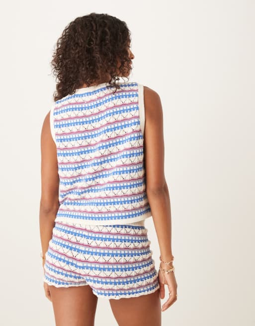 ASOS DESIGN - Strikket tanktop med sløjfe foran og multifarvede hæklede syninger - Del af sæt, 4 af 4