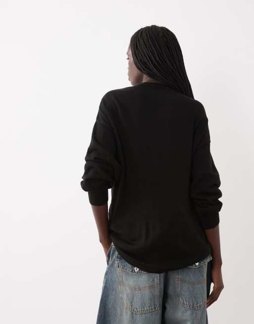 ASOS DESIGN strikket top med bindebånd i siden i sort, 3 af 4