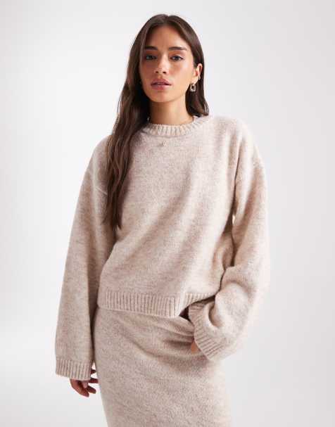 ASOS DESIGN - Strikket trøje med brede ærmer i uldblanding - Del af sæt - view 1