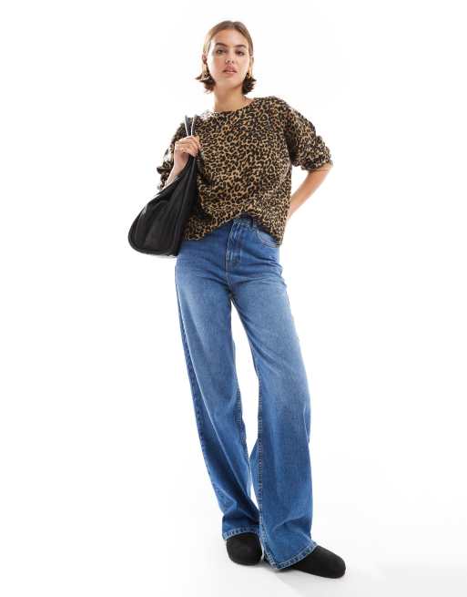 ASOS DESIGN - Strikket trøje med rund hals og leopardprint i firkantet pasform, 3 af 4