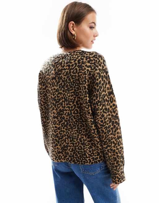 ASOS DESIGN - Strikket trøje med rund hals og leopardprint i firkantet pasform, 4 af 4