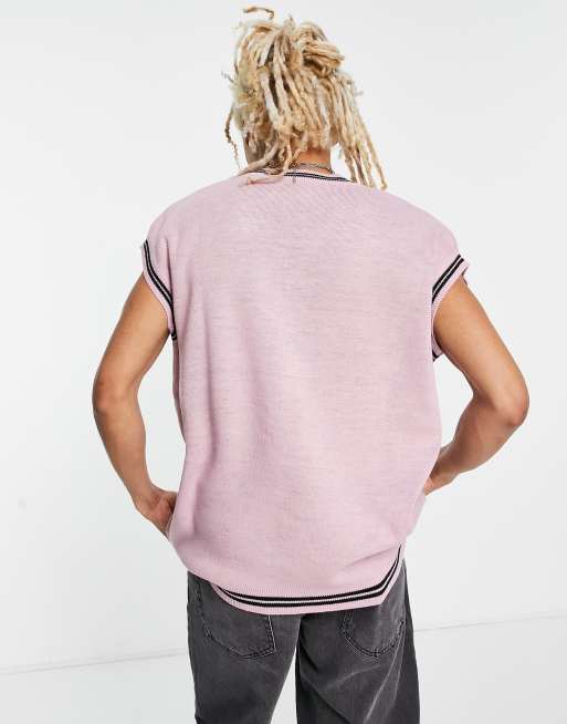 ASOS DESIGN - Strikket vest med dinosaurdesign i lyserød, 2 af 4