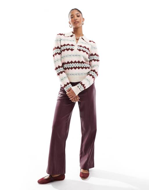 ASOS DESIGN - Striktrøje med halv knapstolpe og multifarvet fairisle-mønster, 4 af 4