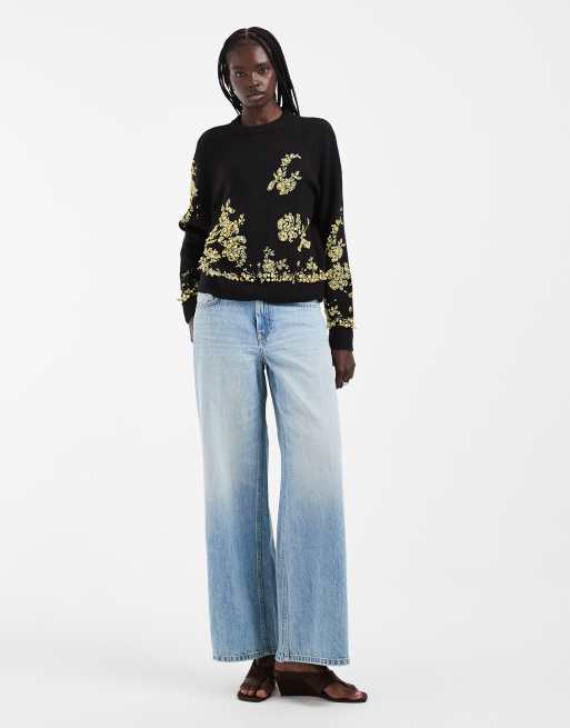 ASOS DESIGN striktrøje med perle- og perleudsmykning i sort, 2 af 4