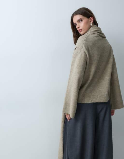 ASOS DESIGN striktrøje med tørklædedetalje i havre, 4 af 4
