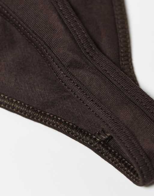 ASOS DESIGN - String met gestrikte zijkant in ton-sur-ton donkerbruin, 4 van 4