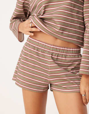 Asos Design Stripe Boxy Micro Shorts In Brown