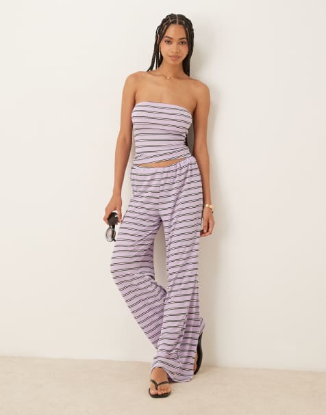 ASOS DESIGN stripe co-ord in lilac - LILAC - view 1