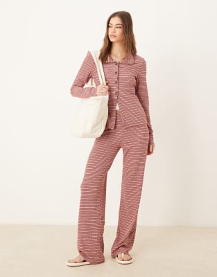 ASOS DESIGN stripe co-ord wide leg trouser and cardigan - view 1