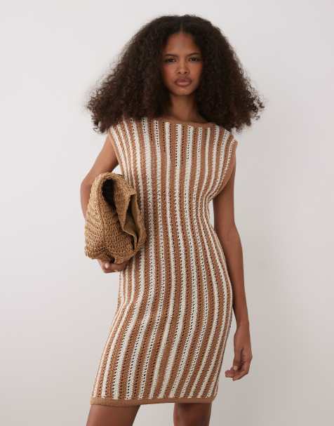 ASOS DESIGN stripe crochet mini dress - view 1
