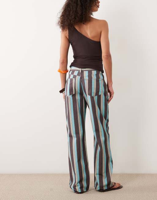 ASOS DESIGN stripe dad jeans in multi stripe, 3 of 5