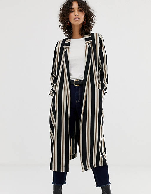 ASOS DESIGN stripe duster coat