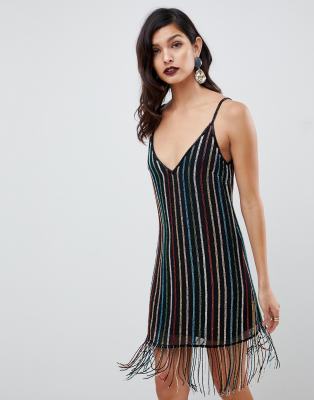 asos design fringe sequin cami mini dress