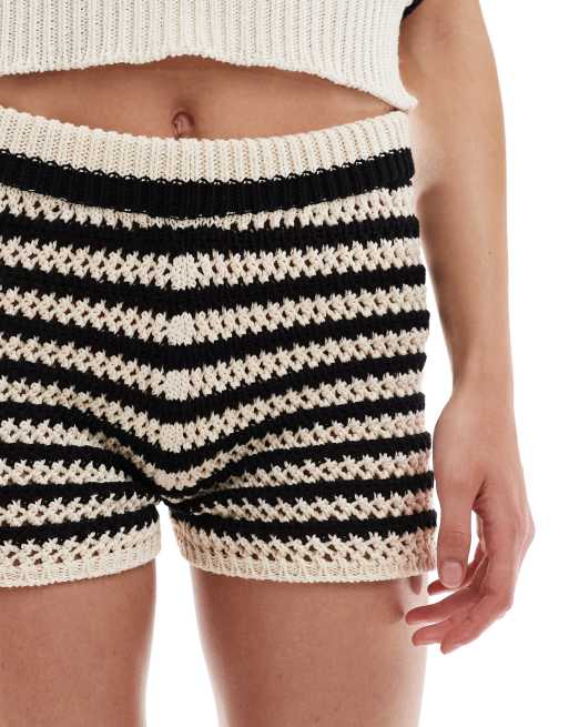 ASOS DESIGN stripe knit ruffle shorts in red and white part of a set ASOS