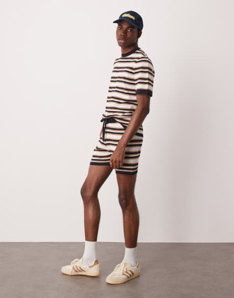 ASOS DESIGN stripe knitted shorts set - view 1