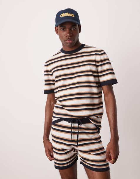 ASOS DESIGN stripe knitted t-shirt co-ord - view 1