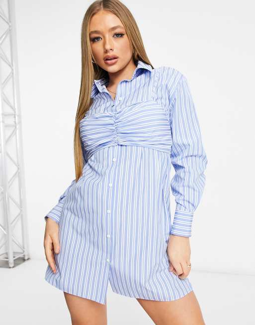 ASOS DESIGN stripe mini shirt dress with crop top