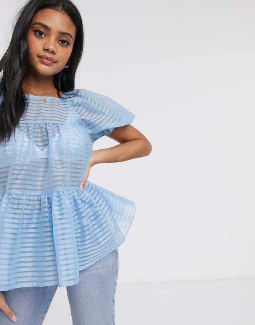 ASOS DESIGN stripe organza trapeze top