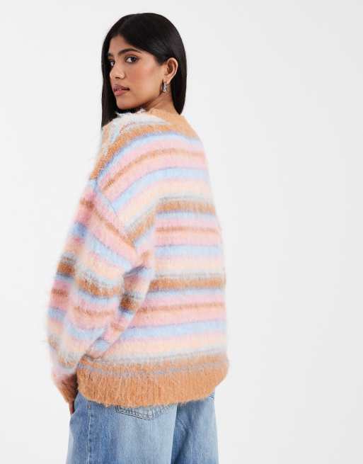 ASOS DESIGN stripe oversized jumper in multi, 4 of 4