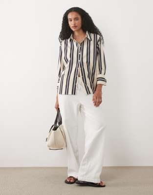 Asos Design Stripe Oversized Shirt In Multi