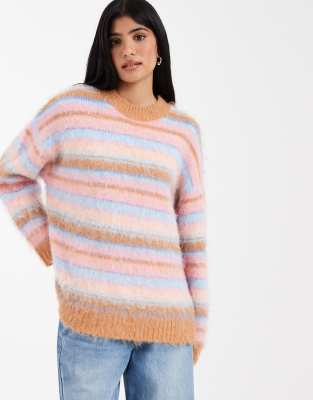 Asos Design Stripe Oversized Sweater In Multi