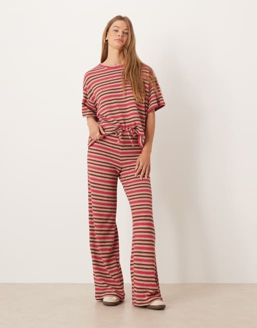 ASOS DESIGN stripe oversized t-shirt co-ord in pink stripe, 2 of 4