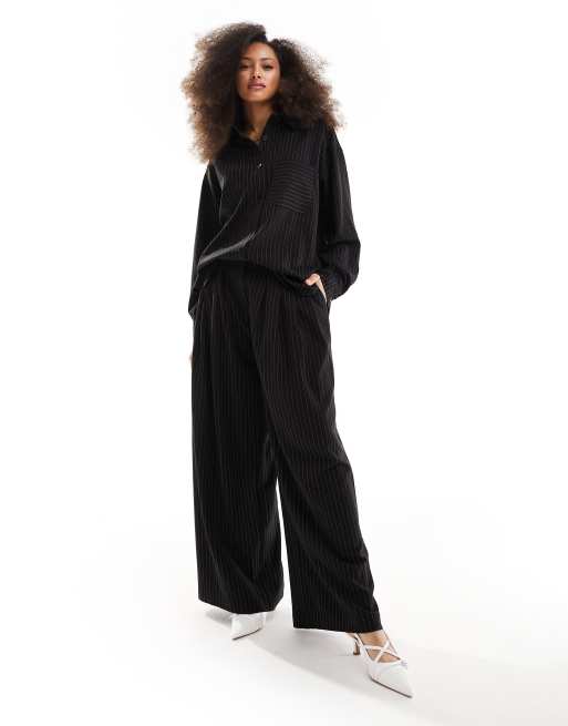 ASOS DESIGN stripe pants in mono 