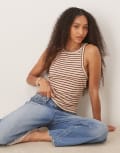[ASOS DESIGN] ASOS DESIGN stripe racer singlet in pink and cream-Multi XS MULTI