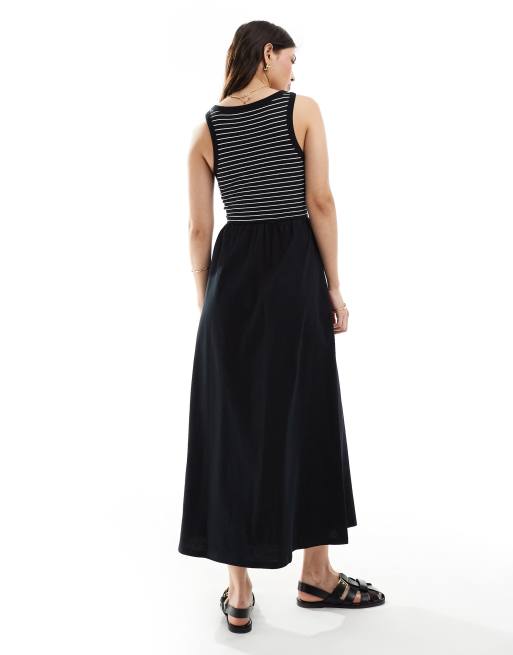 ASOS DESIGN stripe racer tank midi dress in black, 3 of 4