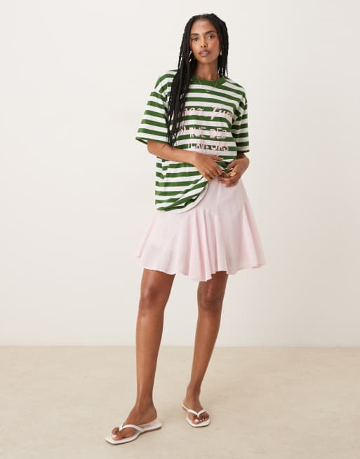 ASOS DESIGN  stripe regular fit t-shirt with chez lumi graphic in green stripe, 3 of 4