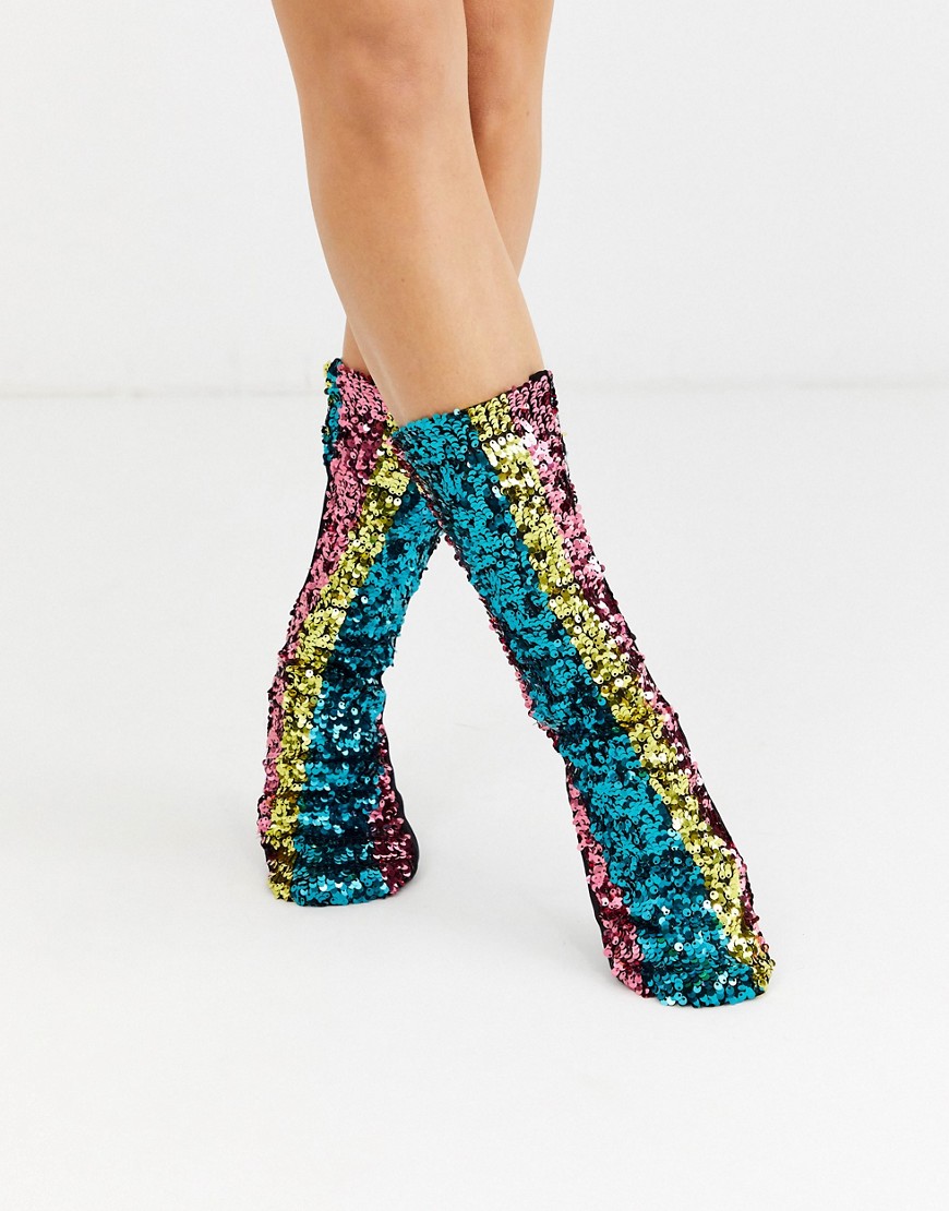 Asos Design Stripe Sequin Socks-multi