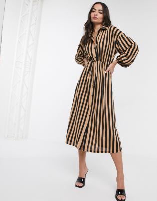 Black and 2025 tan striped dress