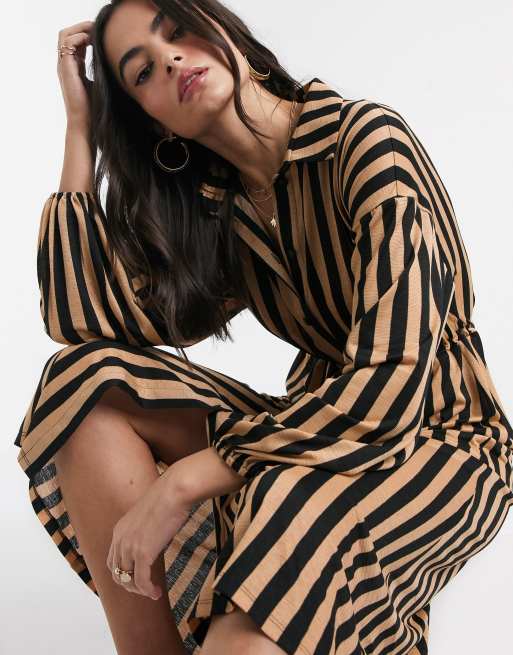 Black and 2025 tan striped dress