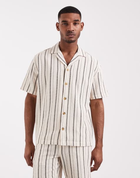 ASOS DESIGN stripe shirt in black and white - part of a set - view 1