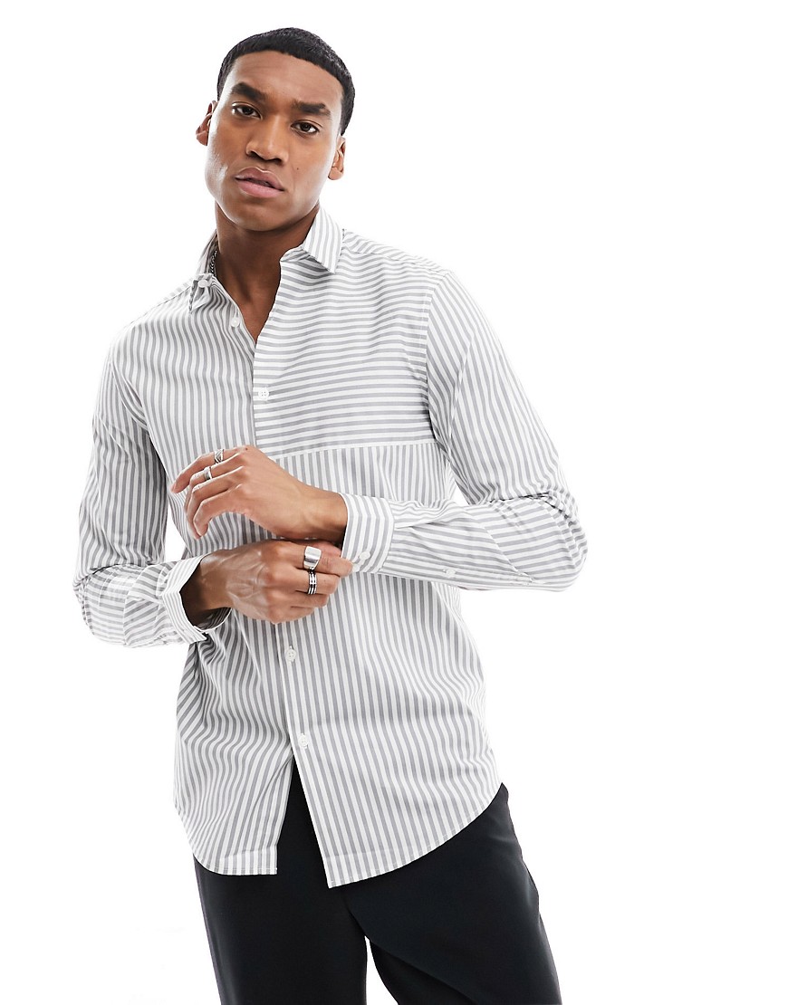 ASOS DESIGN stripe shirt in grey