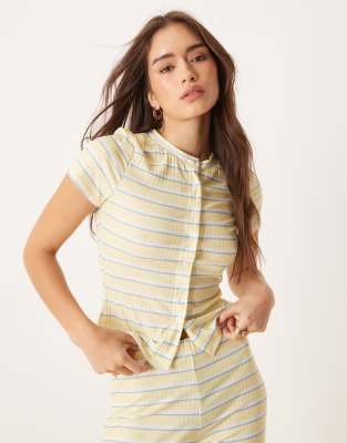 Asos Design Stripe Short Sleeve Cardigan
