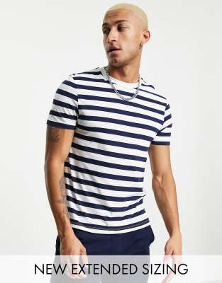 ASOS DESIGN relaxed stripe t-shirt in light blue & white