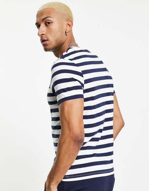 ASOS DESIGN stripe t-shirt in navy and white