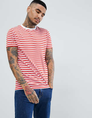 red and white striped tshirt