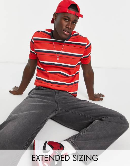 ASOS DESIGN stripe t-shirt in red & blue