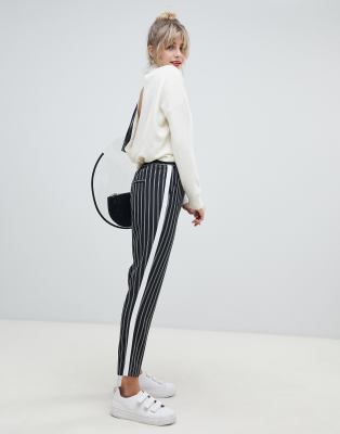 striped tapered pants