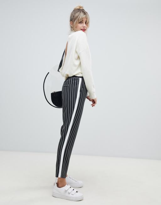 ASOS High Waist Tapered Pants with Elasticated Back, ASOS