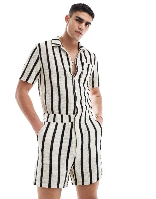 FhyzicsShops DESIGN stripe textured boilersuit