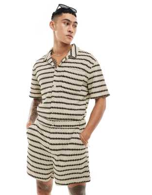 ASOS DESIGN ASOS DESIGN stripe textured boilersuit-Neutral