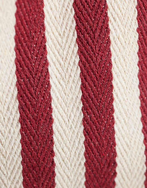 ASOS DESIGN stripe textured tote bag in red , 2 of 4