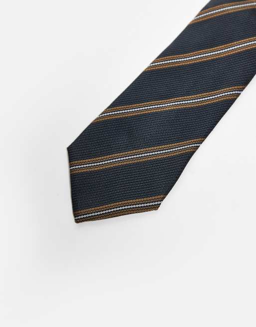 ASOS DESIGN stripe wide tie in gray, 2 of 3